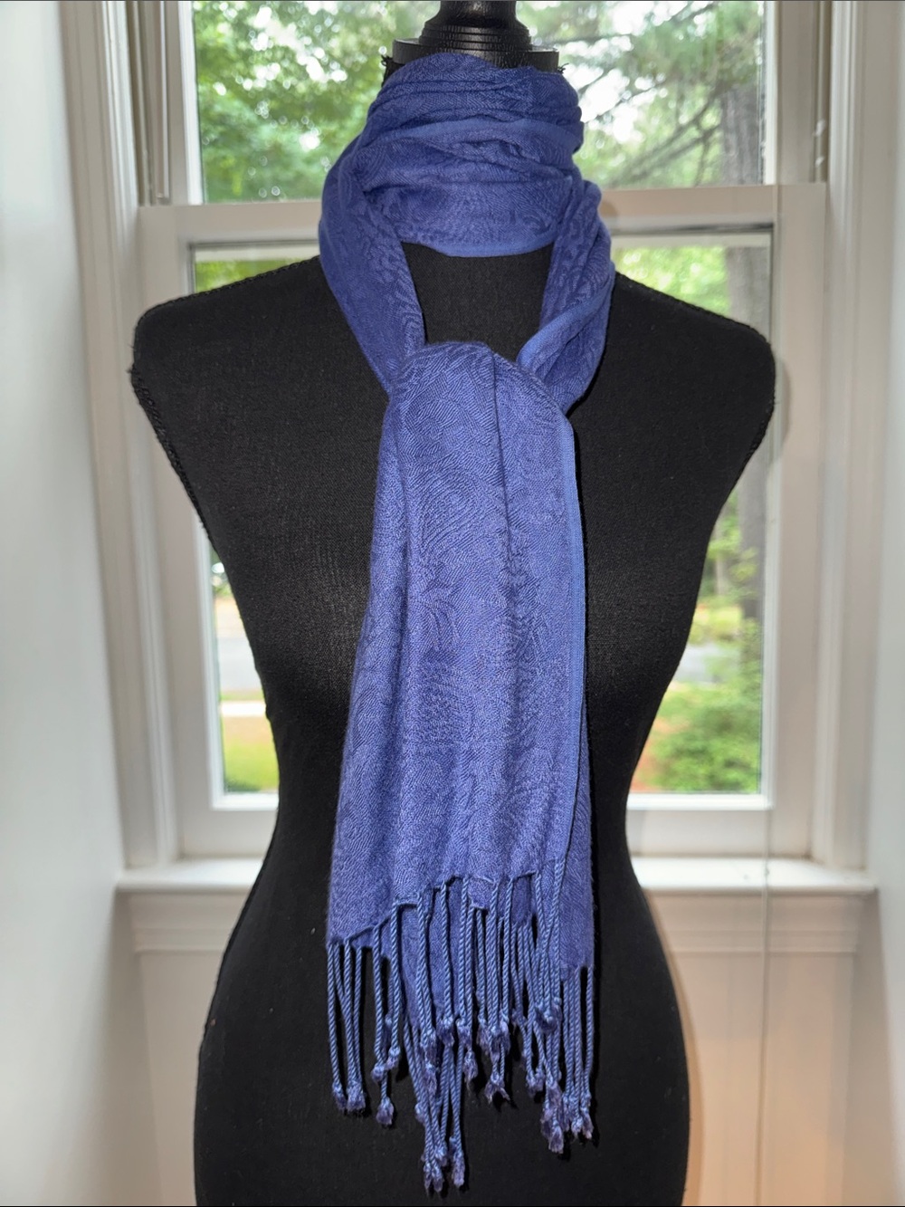 Source Unknown Purple Paisley Jacquard Fringe Scarf